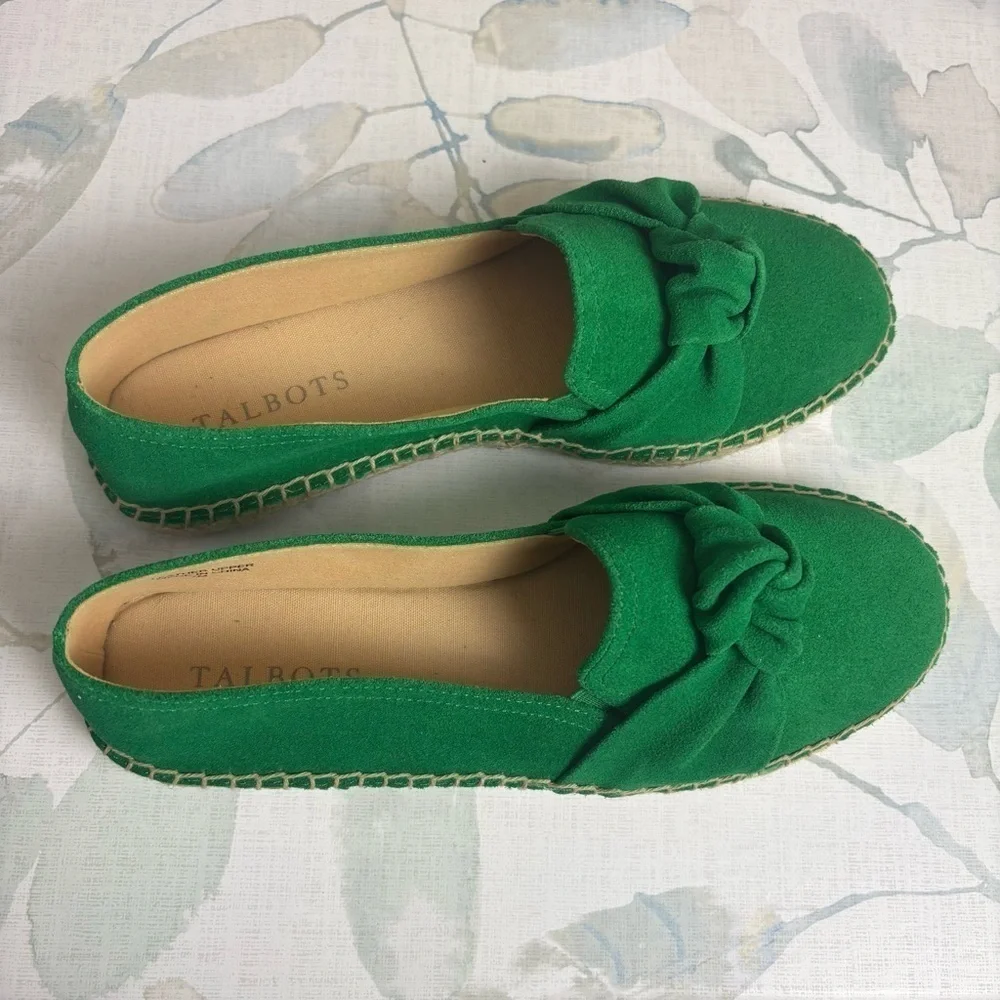 Talbots Womens Izzy Knot detail Espadrilles Suede Leather size 7M